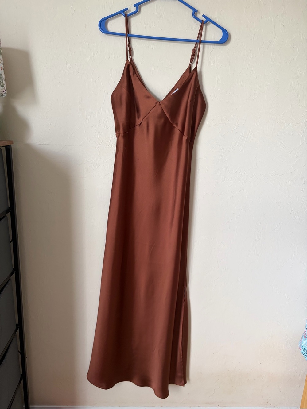 NWT Chestnut Satin Slip Dress with Adjustable Straps